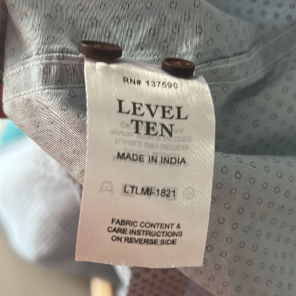 Level Ten Blue 100% Cotton Long Sleeve Button Down Dress Shirt. Size S - Picture 8 of 9